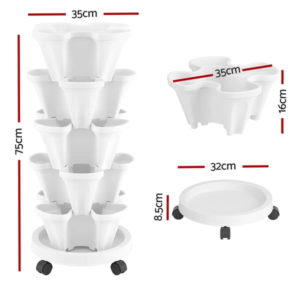5 Tier Vertical Planter - White