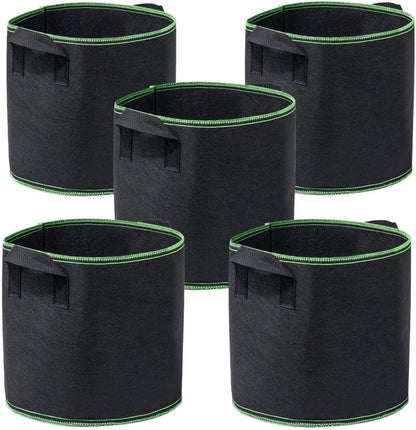 5 pieces - Plant growing bag - Grow bag - 10 Gallon - Grow pot - Plant bag - Sustainable - Reusable - Plant basket - Flowers - 40x30 CM - Black - non-woven fabric