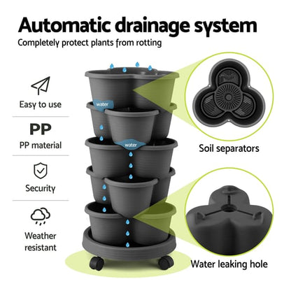 5-Tier Vertical Planter - Charcoal