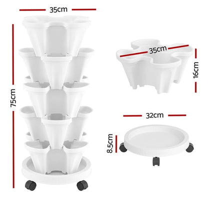 5 Tier Vertical Planter - White