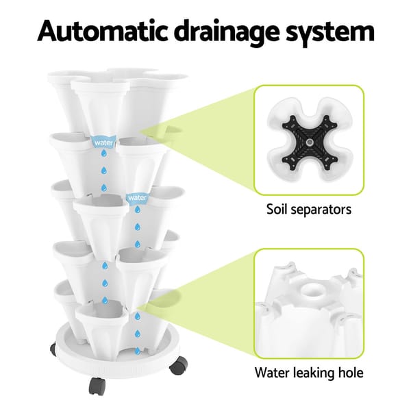 5 Tier Vertical Planter - White