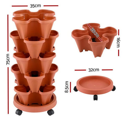 5 Tier Vertical Planter - Brick Red