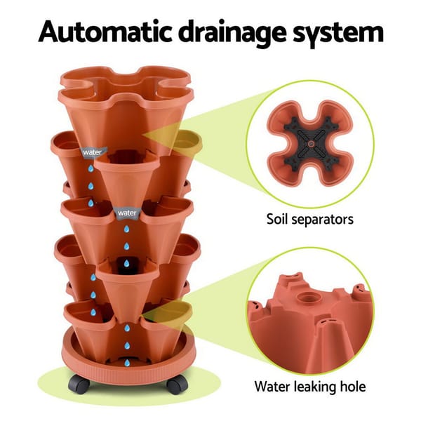 5 Tier Vertical Planter - Brick Red