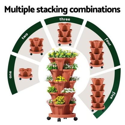 5 Tier Vertical Planter - Brick Red