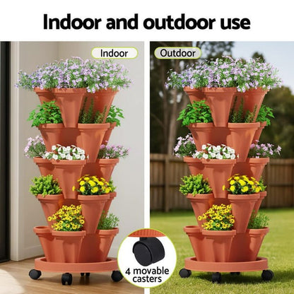 5 Tier Vertical Planter - Brick Red